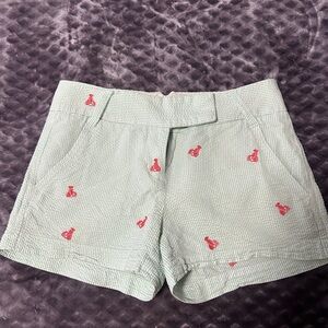 J. Crew Mint Green High Waist Shorts with Red Accents